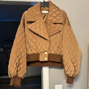 Quilted tan crop jacket